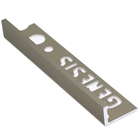 Genesis ESA.85 metal tile trim straight edge pewter esa.85. 2.5m lengths and available in depths 8mm & 10mm.